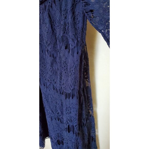 Love Fire Blue Lace Cold Shoulder Dress Lined M - Picture 16 of 16